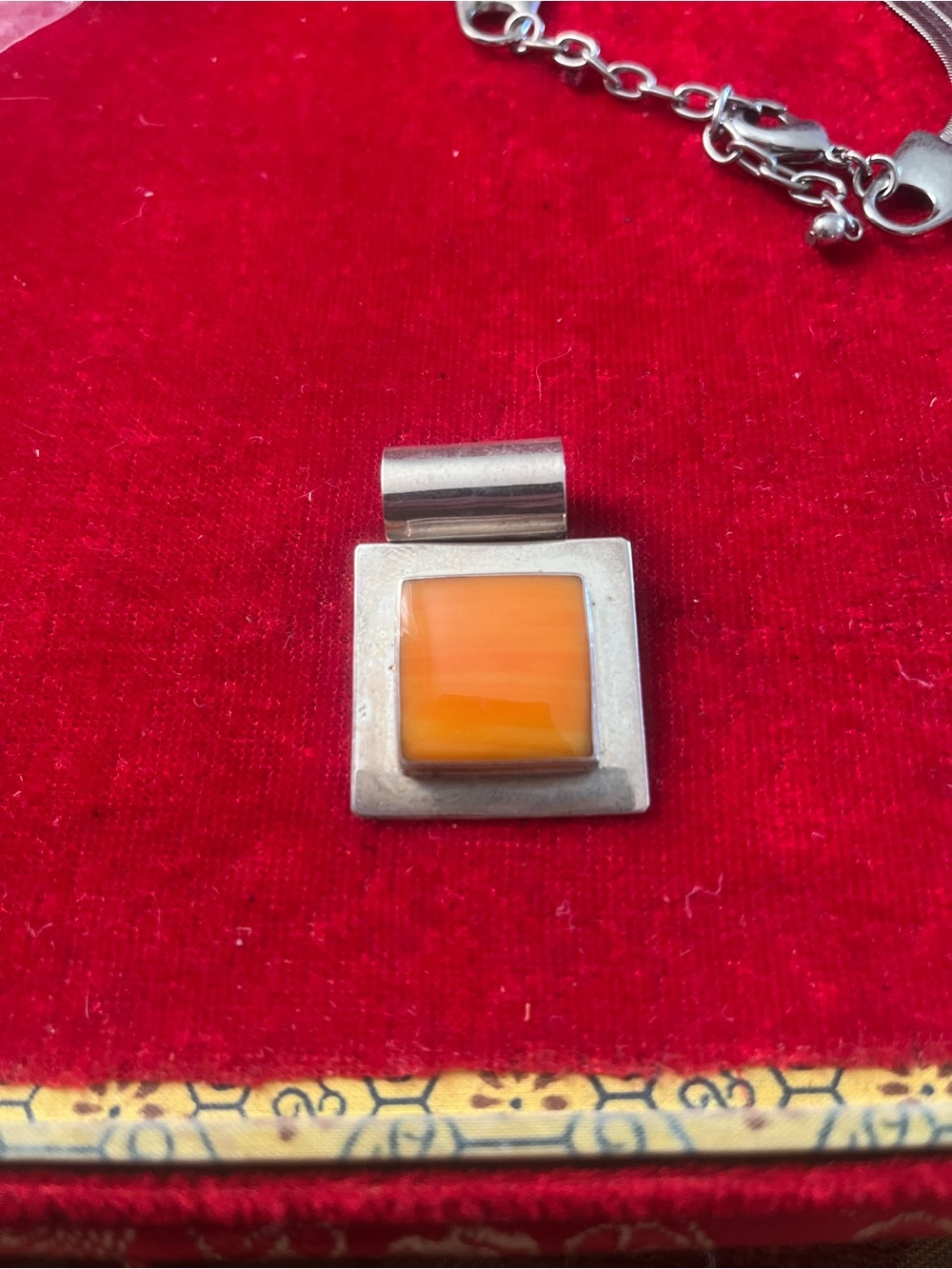 Mexican Sterling Silver Pendant with carnelian agent